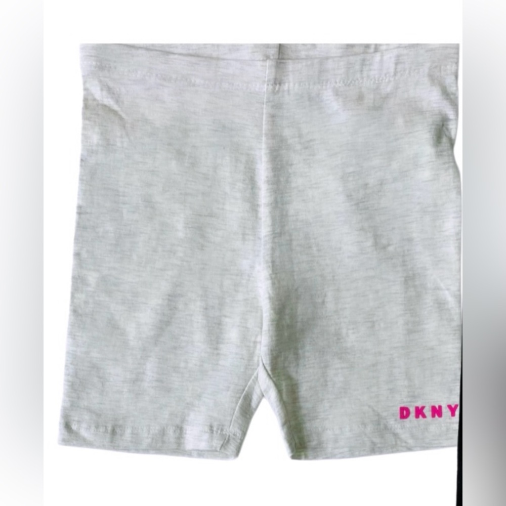 DKNY Kids Light Gray Shorts with Pink Logo Size 14/16